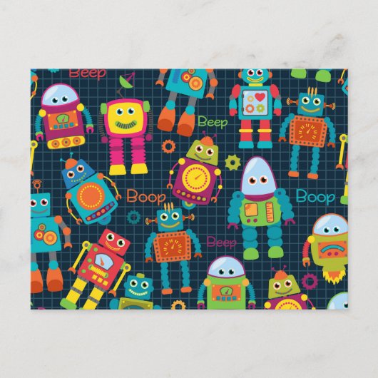 子カラフルロボット ポストカード (正面)