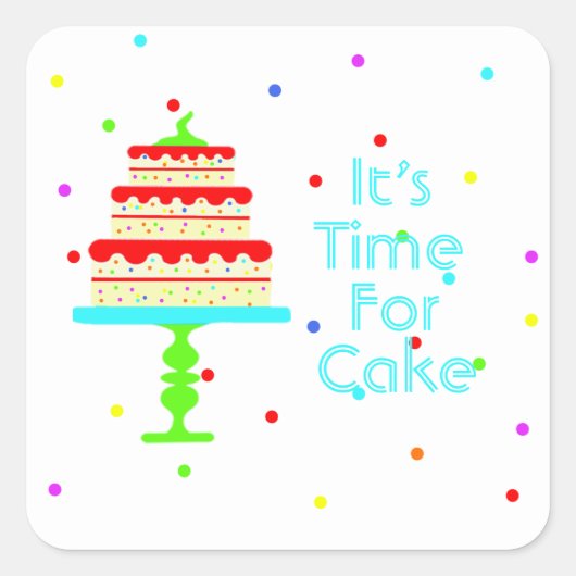 子カラフル供の誕生会 スクエアシール (正面)