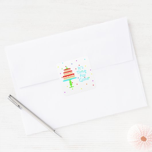 子カラフル供の誕生会 スクエアシール (封筒)