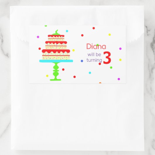 子カラフル供の誕生会 長方形シール (バッグ)