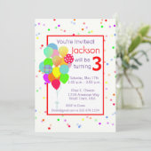 子カラフル供の誕生日パーティー 招待状 (スタンド正面)