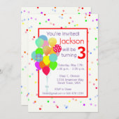 子カラフル供の誕生日パーティー 招待状 (正面/裏面)