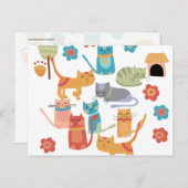 子カラフル猫プリント猫好き ポストカード (正面/裏面)