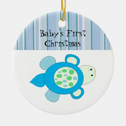 子ガメの初めてのクリスマス セラミックオーナメント (正面)