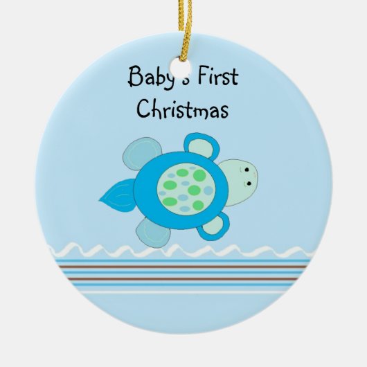 子ガメの初めてのクリスマス セラミックオーナメント (正面)
