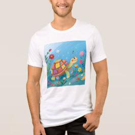 子ガメの絵 トライブレンドTシャツ