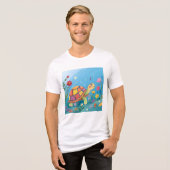 子ガメの絵 トライブレンドTシャツ (正面全面)