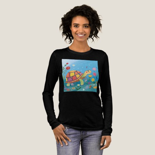 子ガメの絵 トライブレンドTシャツ (正面全体)