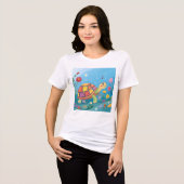 子ガメの絵 トライブレンドTシャツ (正面全面)