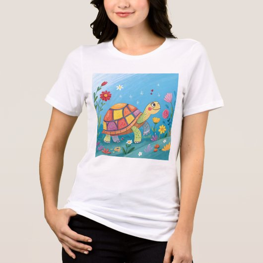 子ガメの絵 トライブレンドTシャツ (正面)