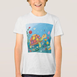 子ガメの絵 トライブレンドTシャツ
