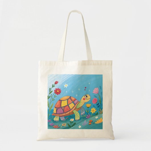 子ガメの絵 トートバッグ (正面)