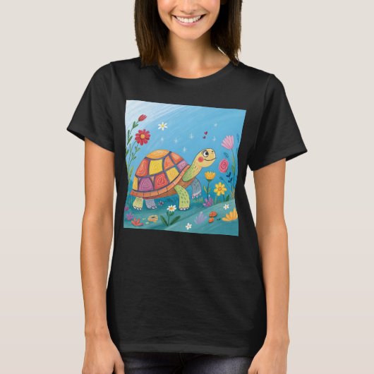 子ガメの絵 Tシャツ (正面)
