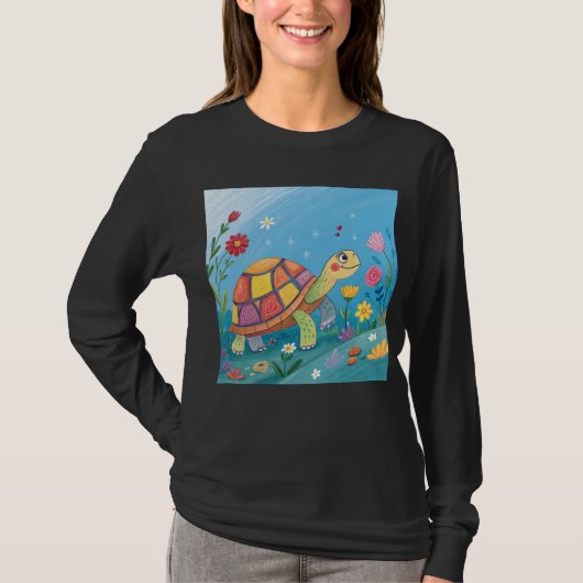 子ガメの絵 Tシャツ (正面)