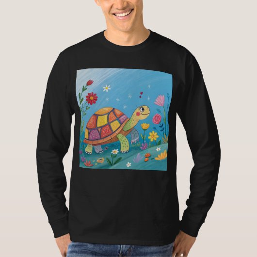 子ガメの絵 Tシャツ (正面)