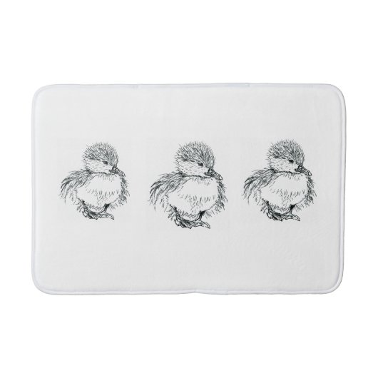 子ガモのバス・マットのペンとインクのイラストレーション バスマット (正面)