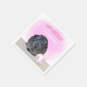 子ガーリー誕生日ギニアピッグピンクサッカーボール スタンダードカクテルナプキン (角)