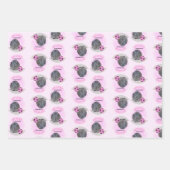 子ガーリー誕生日ギニアピッグピンクサッカーボール ラッピングペーパーシート (正面2)