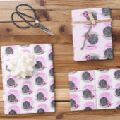 子ガーリー誕生日ギニアピッグピンクサッカーボール ラッピングペーパーシート