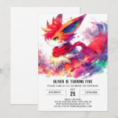 子キツネ誕生日 招待状 (正面/裏面)