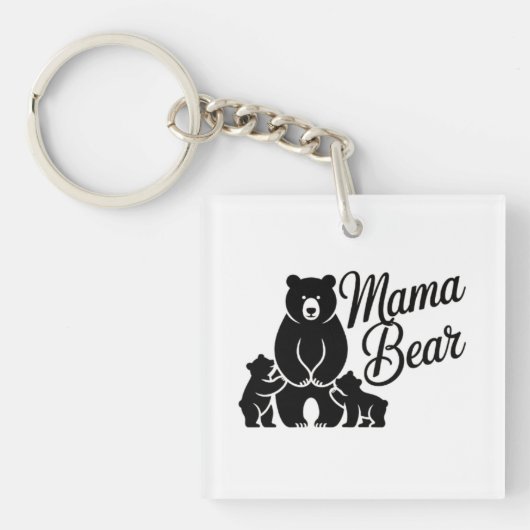 子グマとママグマ かわいいクマの家族 キーホルダー (正面)