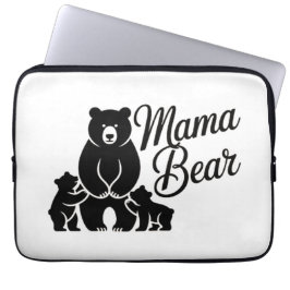 子グマとママグマ かわいいクマの家族 ラップトップスリーブ