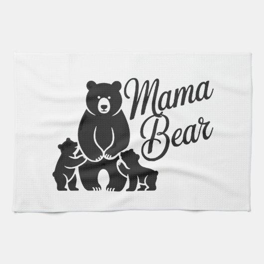 子グマとママグマ かわいい家族のクマ キッチンタオル (横)