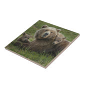 子グマと母グマの愛情たっぷりの触れ合い タイル (側面)