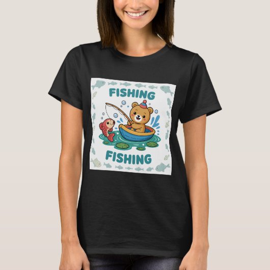 子グマの釣り Tシャツ (正面)
