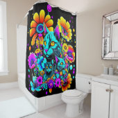 子サイケデリックネコ シャワーカーテン (インサイチュ)