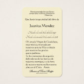 子スペインのイエスバラ宗教祈りの言葉カード (裏面)