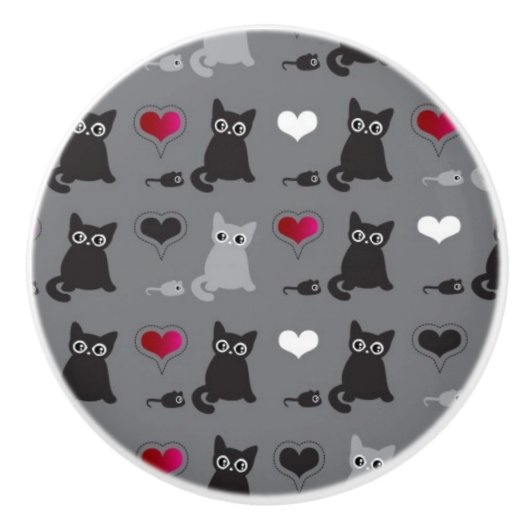 子ネコおよびネズミパターン セラミックノブ (正面)