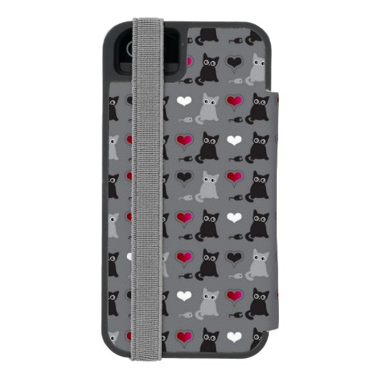 子ネコおよびネズミパターン INCIPIO iPhoneウォレットケース (フォリオ裏面)