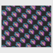 子ネコおよびピグテールのマンガの女の子 ラッピングペーパー (フラット)