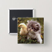 子ネコおよびベビーのひよこ 缶バッジ (正面&裏面)