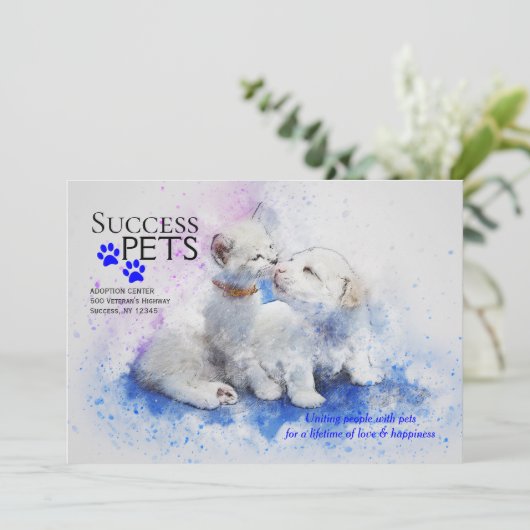 子ネコおよび子犬の採用の中心の発表 招待状 (スタンド正面)