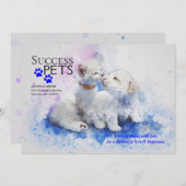 子ネコおよび子犬の採用の中心の発表 招待状 (正面/裏面)