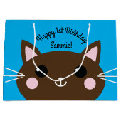 子ネコかわいい子の誕生日パーティー ラージペーパーバッグ (正面)