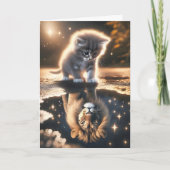 子ネコが水たまりを見る カード (正面)