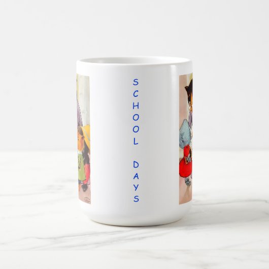 子ネコちゃん学校のヴィンテージ コーヒーマグカップ (中央)