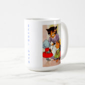 子ネコちゃん学校のヴィンテージ コーヒーマグカップ (正面右)