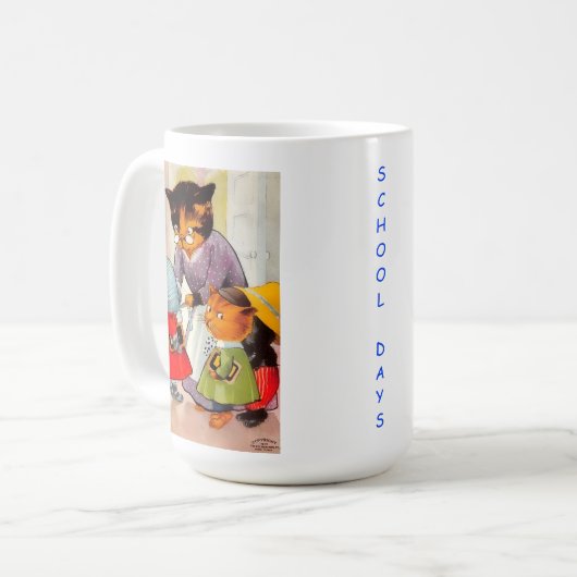 子ネコちゃん学校のヴィンテージ コーヒーマグカップ (正面左)