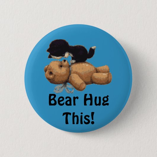 子ネコとテディベア 缶バッジ (正面)