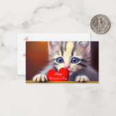 子ネコとハートバレンタイン ノートカード (正面/裏面インサイチュ)