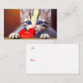 子ネコとハートバレンタイン ノートカード (正面/裏面)