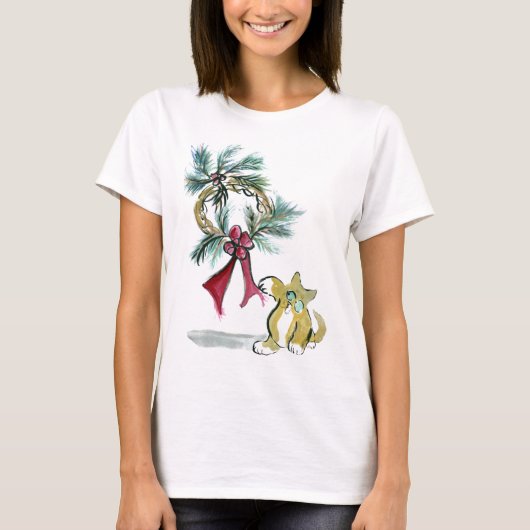 子ネコによるリースのラベル Tシャツ (正面)