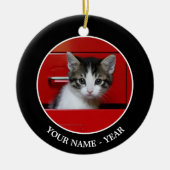 子ネコのかいま見ること セラミックオーナメント (正面)