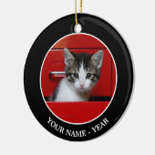 子ネコのかいま見ること セラミックオーナメント (左)