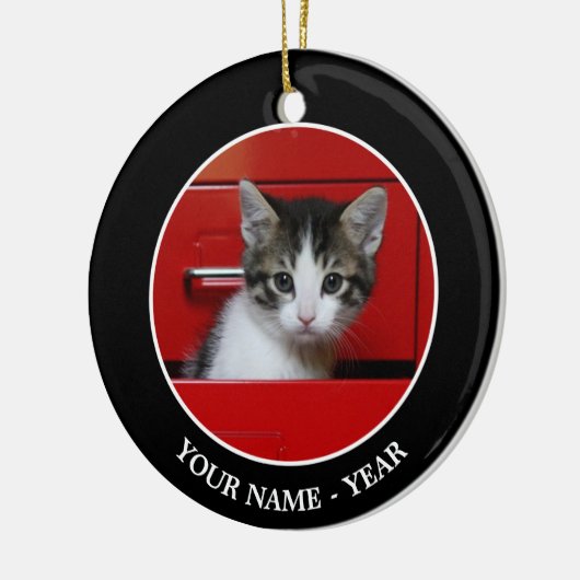 子ネコのかいま見ること セラミックオーナメント (左)