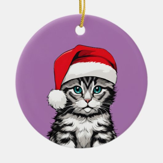 子ネコのクリスマス セラミックオーナメント (正面)